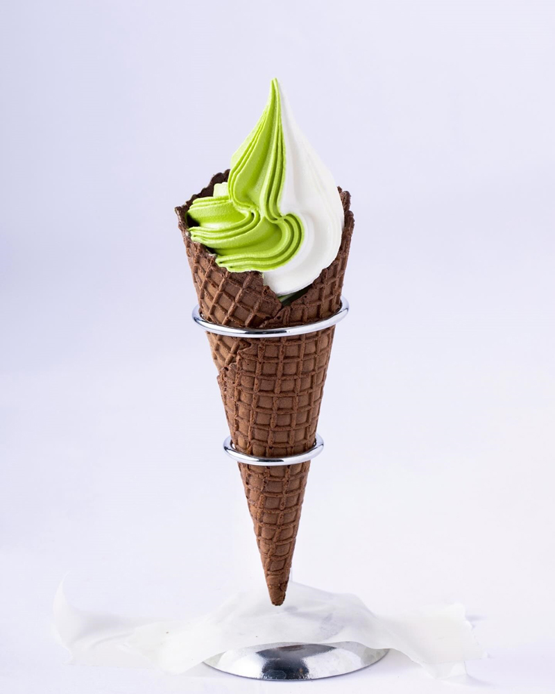 キノカフェの抹茶とバニラのソフトクリーム