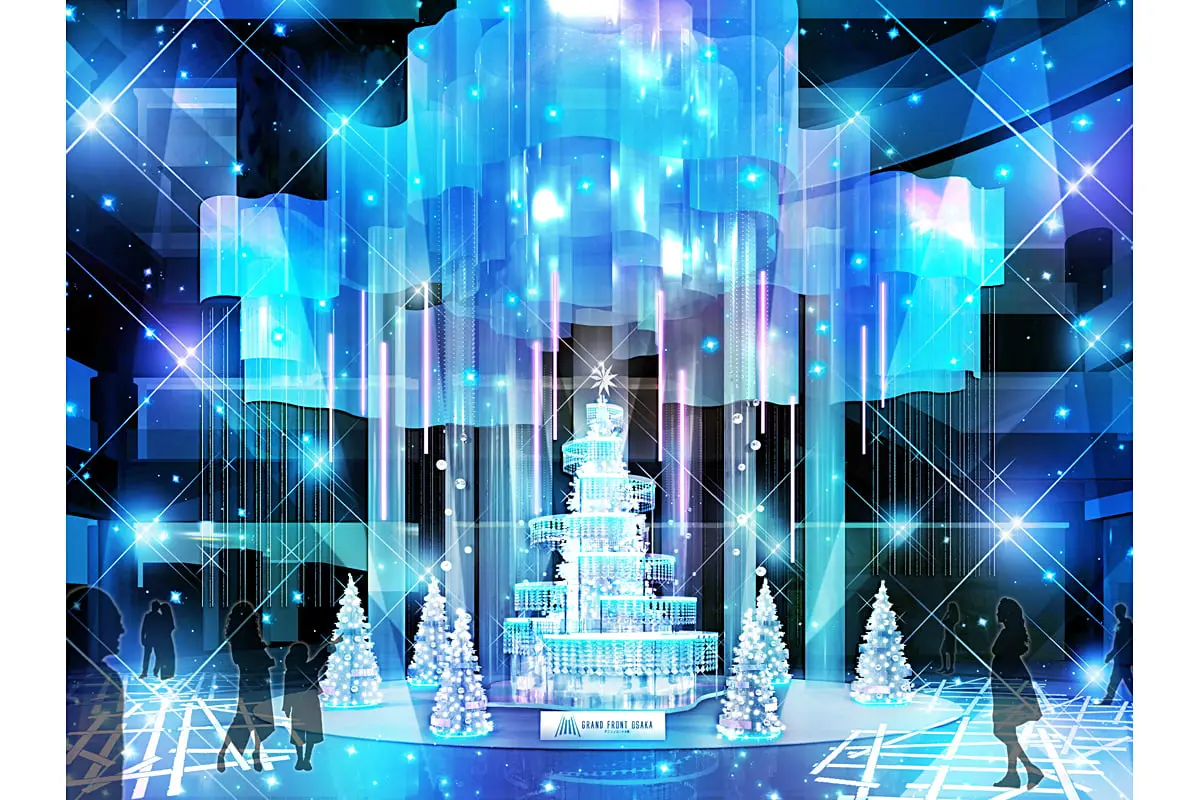 光とオーロラに包まれる！グランフロント大阪にクリスマスツリーが出現