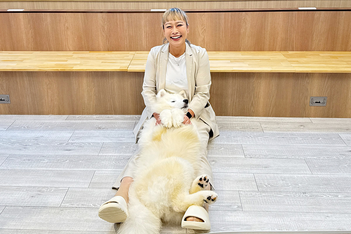 大阪心斎橋のサモエドカフェで抱っこ撮影