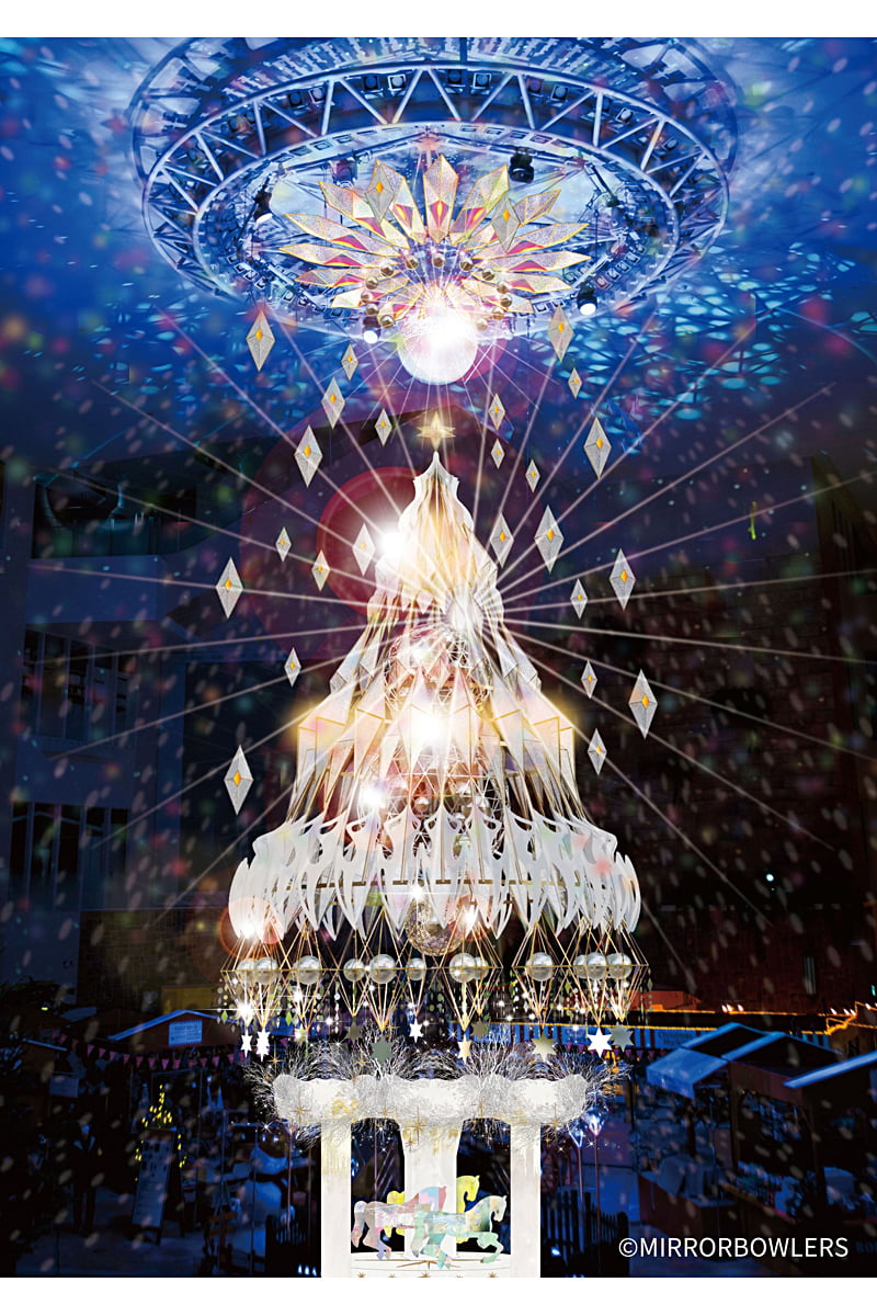 阪急うめだ本店のミラーボールツリーとメリーゴーランド