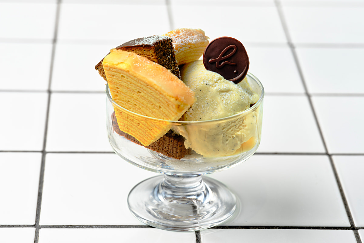 バウムクーヘンのミニパフェ