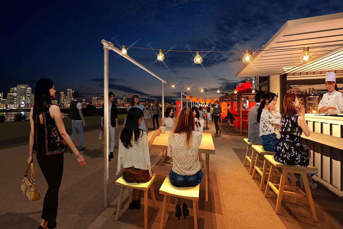 十三駅すぐの河川敷に新グルメスポット！屋台22店が集結「ミナモ十三」8月開業