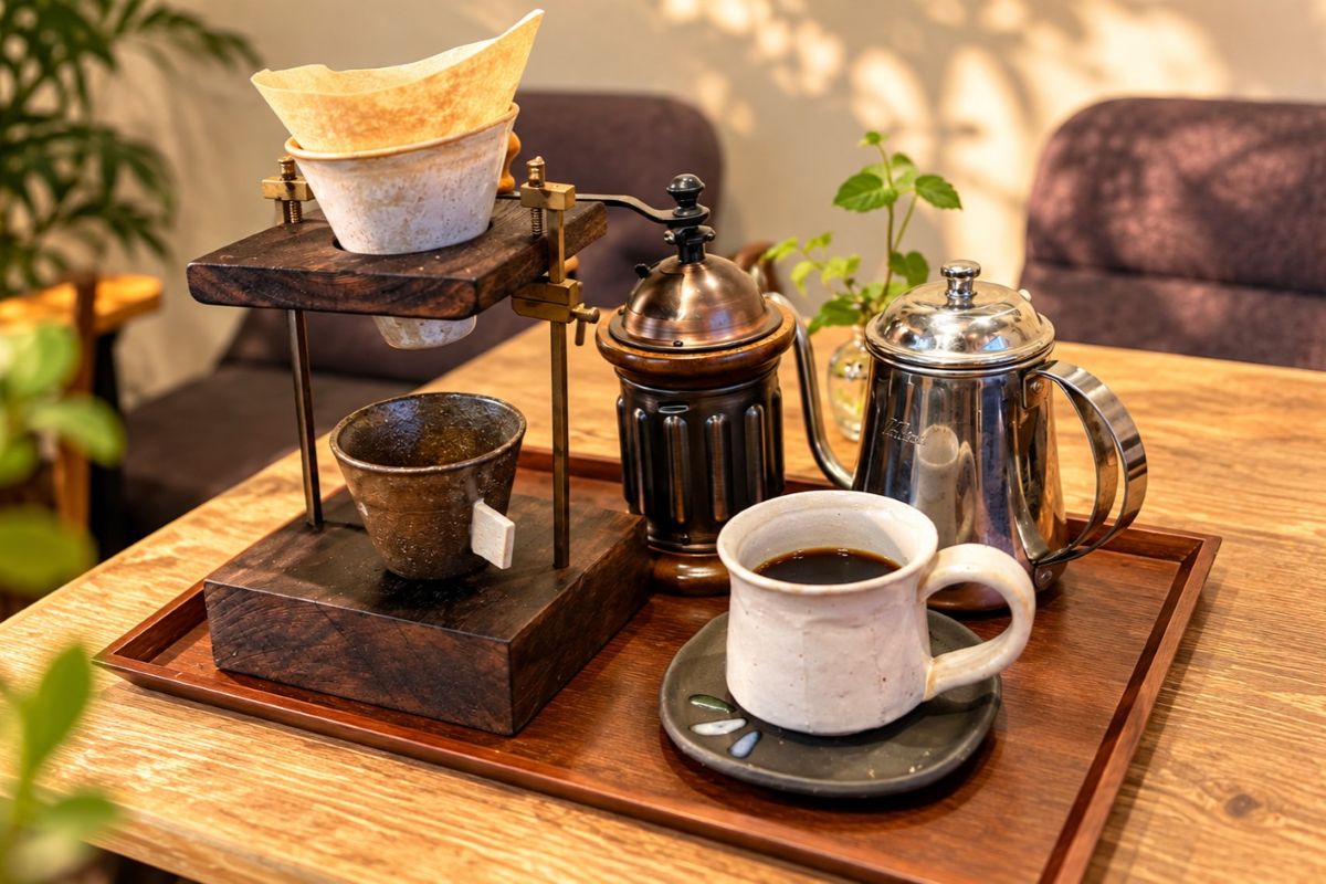 つつしたアンドカフェの自分で挽いて淹れるコーヒー